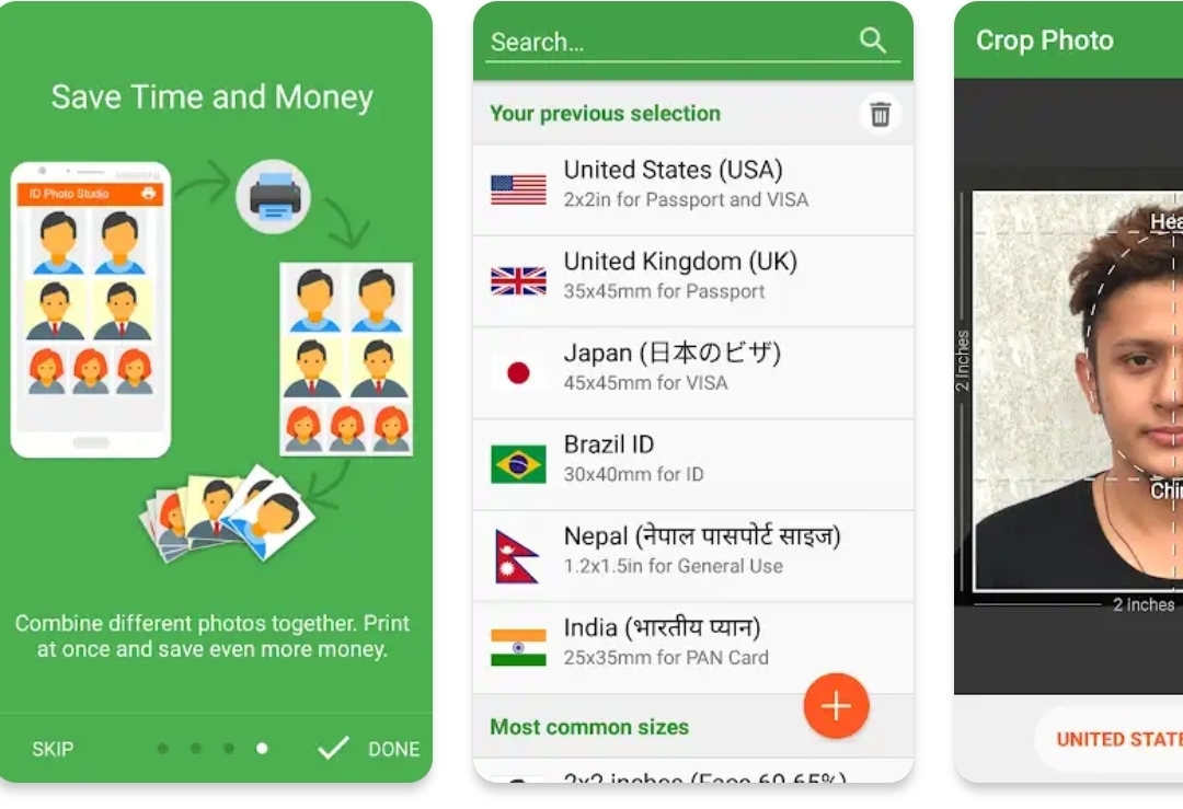 Make Passport, ID, VISA, PAN Size Photo for all India and all other countries. ID1